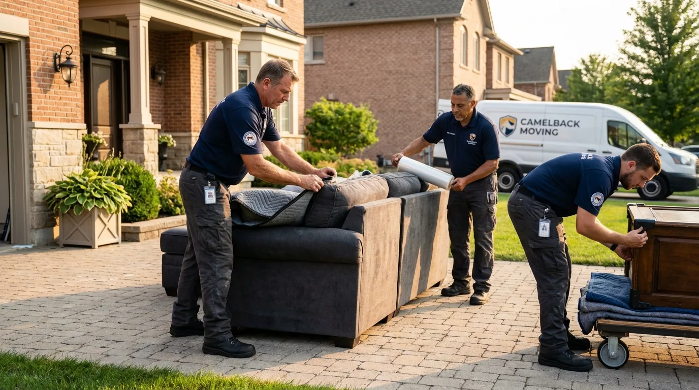 Large estate moving crew wrapping furniture in Rancho Cordova, CA