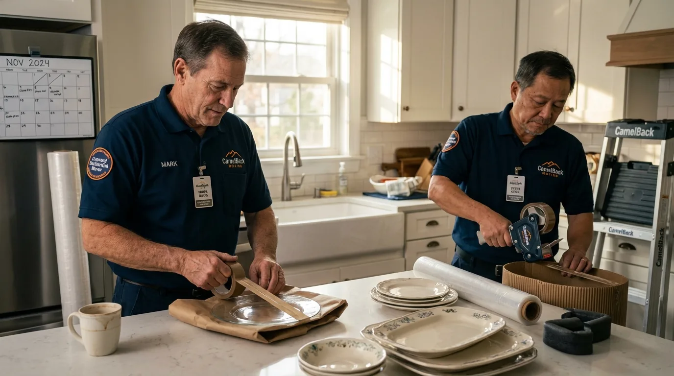 Professional crew packing kitchen dishware in Rancho Cordova, CA